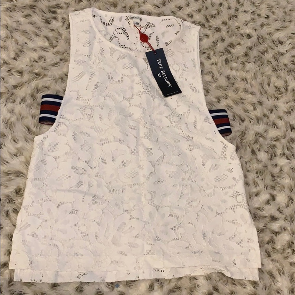 True Religion Cute White Lace Top
